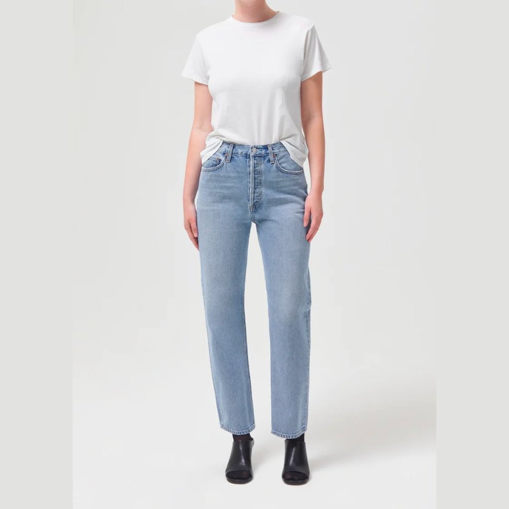 AGOLDE 90s Pinch Waist Jean Soundwave Revolve Straight Leg High Waist Cotton